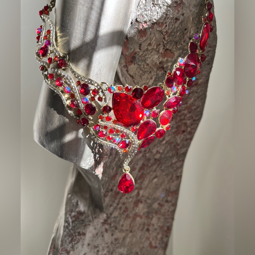 Fab Retro “Ruby”And Rhinestones Adjustable Statem… - image 8